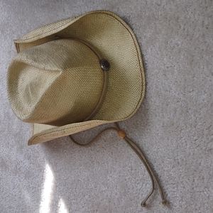 Straw Western Hat, Authentic SCALA, handmade with drawstring, S/M